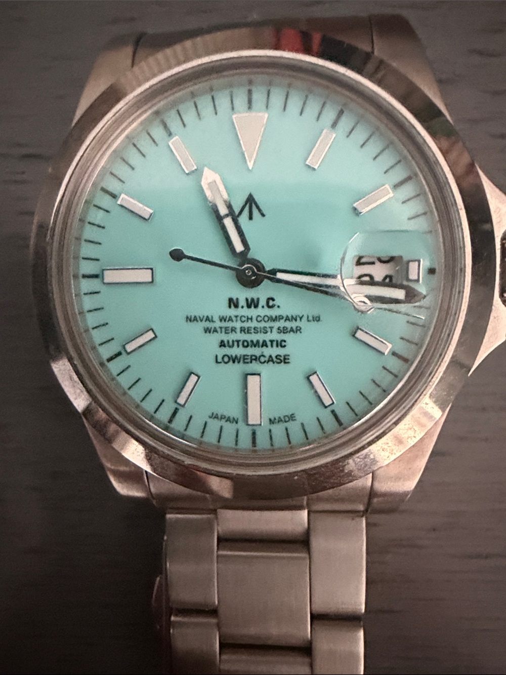 NAVAL WATCH CO. FRXA010 TURQUOISE /SILVER MECHANICAL WATCH - Picture 6 of 7
